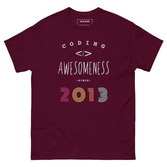 Coding Awesomeness since 2013 nerd style t-shirt