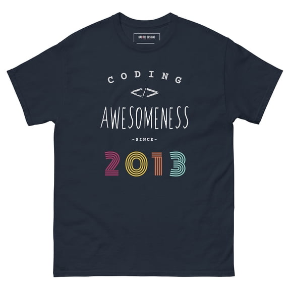 Coding Awesomeness since 2013 nerd style t-shirt