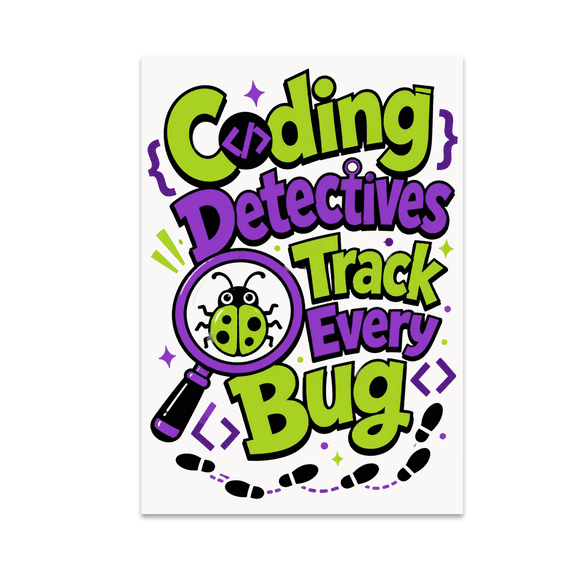 Coding Detectives Track Every Bug - Tech Enthusiast - 13x19 Poster Print
