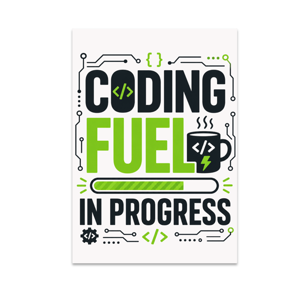 Coding Fuel In Progress Poster - Programmer Decor - 13x19 Poster Print