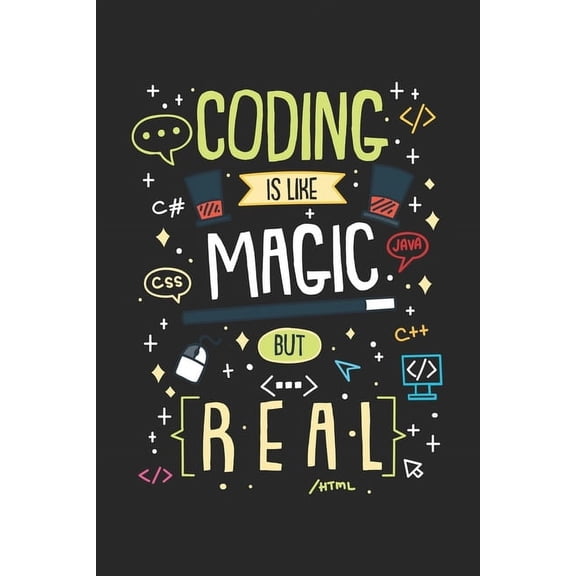 Coding Is Like Magic But Real: 120 Pages I 6x9 I Dot Grid (Paperback)
