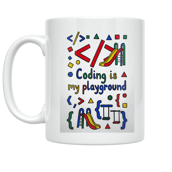 Coding Is My Playground - Kids Coding Fun - 11 oz Ceramic Coffee Mug