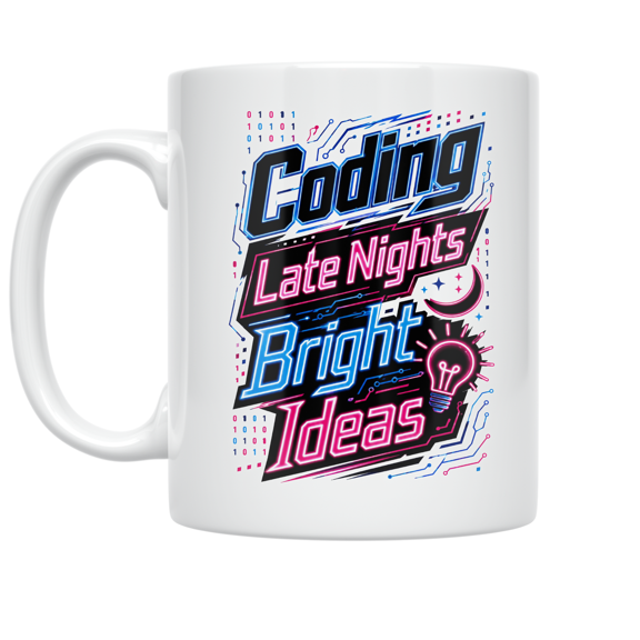 Coding Late Nights Bright Ideas - Coding Enthusiast - 11 oz Ceramic Coffee Mug