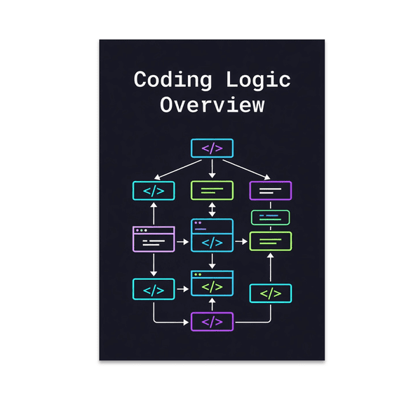 Coding Logic Overview Flowchart - Computer Science Enthusiast - 13x19 Poster Print