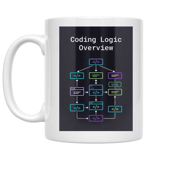 Coding Logic Overview Flowchart Design - Computer Science Enthusiast - 11 oz Ceramic Coffee Mug