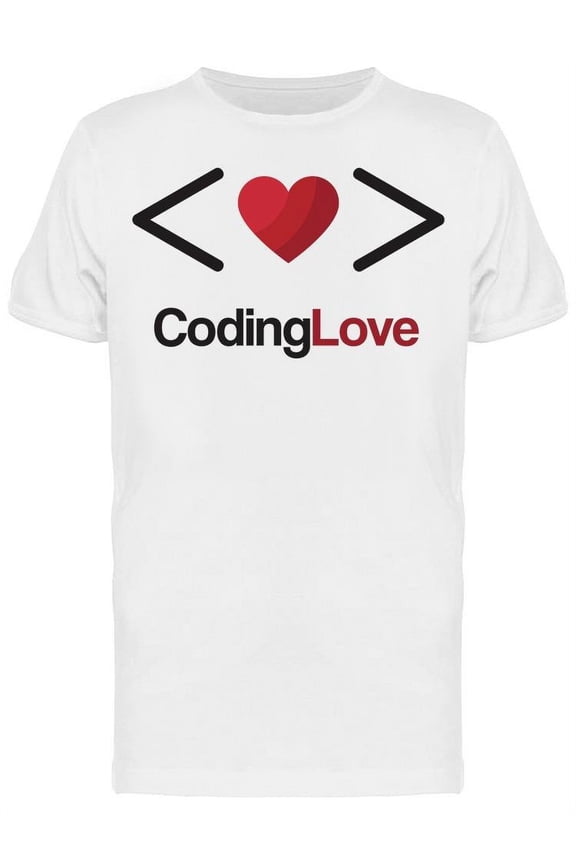 Coding Love W/Heart T-Shirt Men -Image by Shutterstock, Male Small