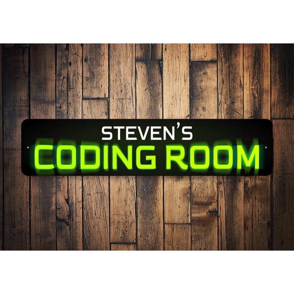 Coding Room Sign Computer Programmer Gift Sign For Coding Coding Gift Computer Geek Gift Coding Computer Smart Coding Gift Wall Art - Size: 16 x 4 Inches