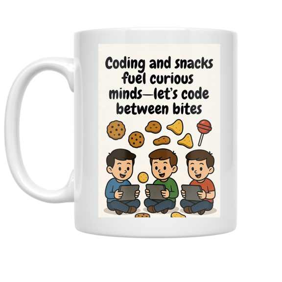 Coding and Snacks Fuel Curious Minds - Tech Enthusiast - 11 oz Ceramic Coffee Mug