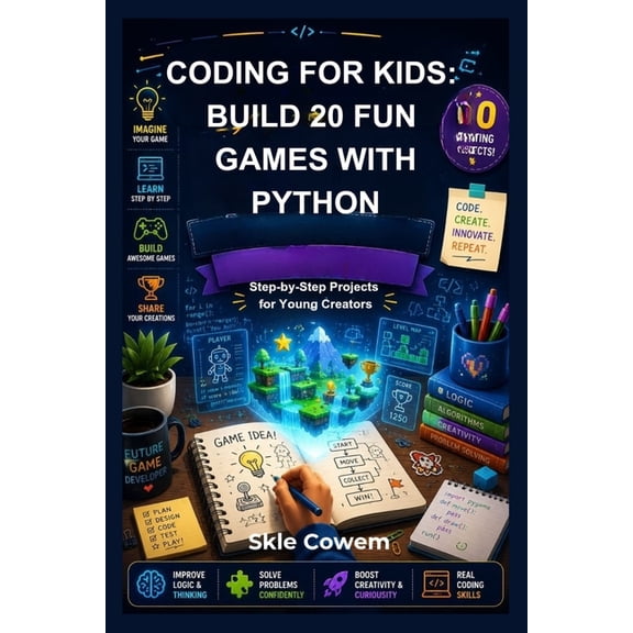 Coding for Kids: BUILD 20 FUN GAMES WITH PYTHON : Step-by-Step Projects for Young Creators, (Paperback)