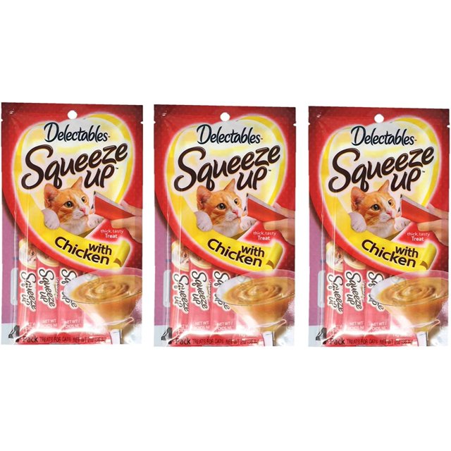 Codllyne Squeeze Up Hartz Cat Treats Bundle of 3 Flavor Pouches, 2.0 oz