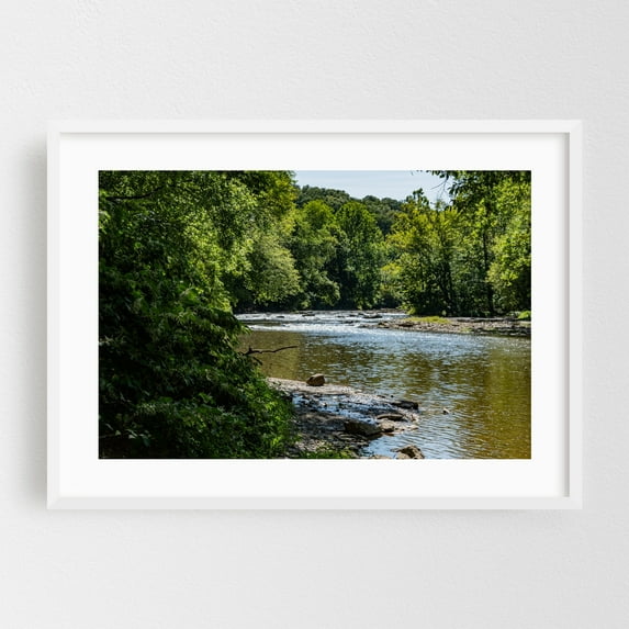 Codorus Creek, Susquehanna Riverlands State Park - York Pennsylvania Photography Nature Scenic Woodland Summer Landscape Water White Framed Wall Art Print 5 x 7 inches