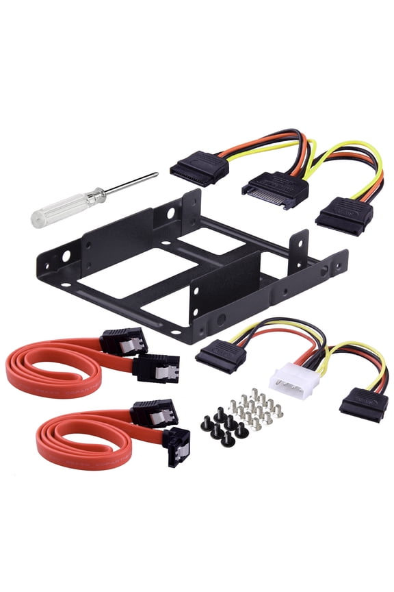 2.5 Inch SSD to 3.5 Inch Internal Hard Disk Drive Mounting Kit Bracket (SATA Data Cables and Power Cables included)