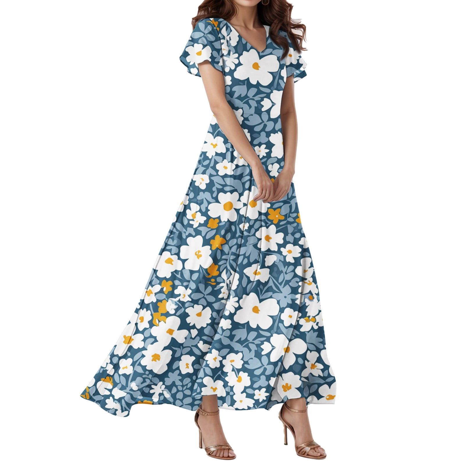 fairy bridal dress Bridesmay Cocktail Dresses for Women 2024 Wedding Guest Midi with Blue Mini Dress - MENS FORMAL Color:Indie Blue Bouquet
