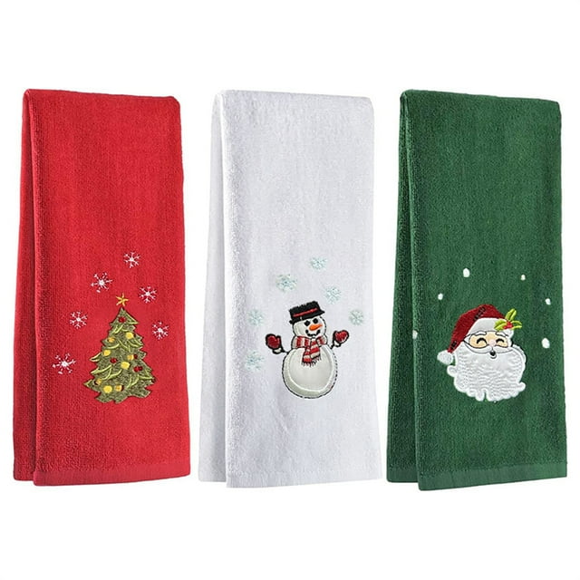 Coduop 3 Pack Christmas Hand Towels Set, Bathroom, Kitchen and Cleaning