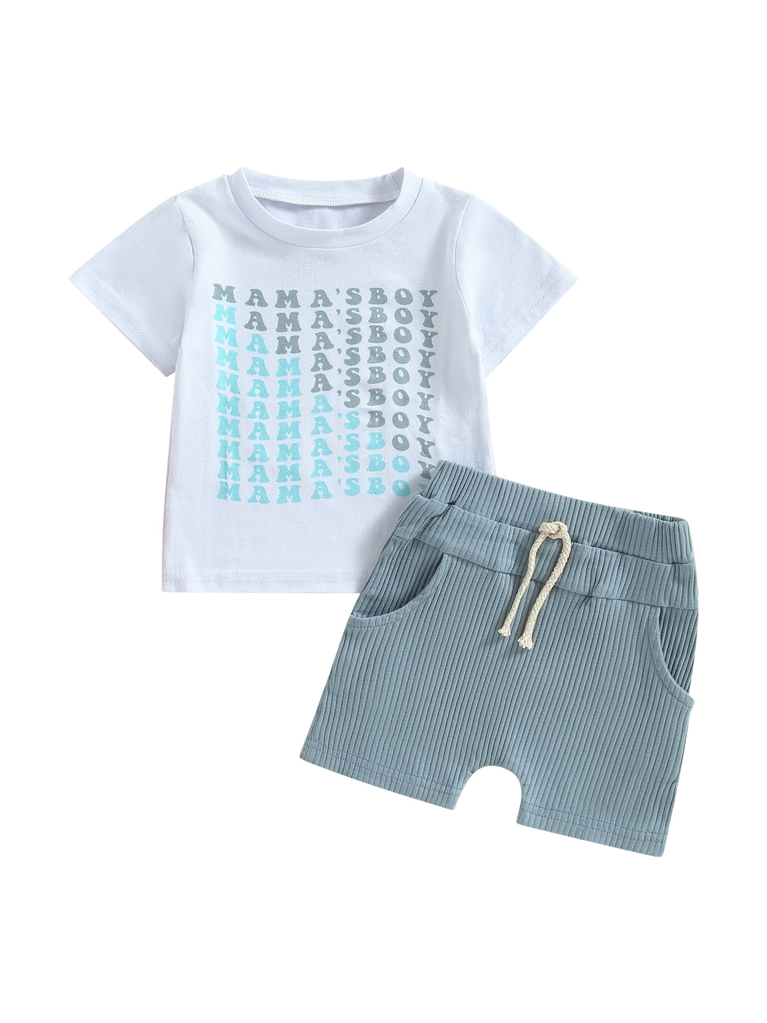 Coduop Baby Boys Mother's Day Outfit Set Short Sleeve Tops and Shorts ...