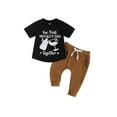 thumbnail image 1 of Coduop Baby Boys Mother's Day Outfit Set Summer Short Sleeve T-shirt and Sweatpants 2Pcs Set, 1 of 9