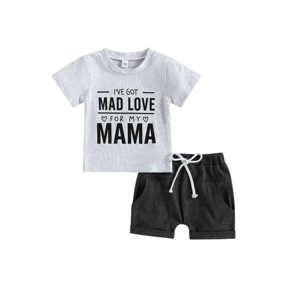 Coduop Baby Boys Mothers's Day Outfit Set Short Sleeve T-Shirt and Shorts Summer 2Pcs Set