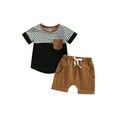 thumbnail image 1 of Coduop Baby Boys Shorts Set,Short Sleeve Striped T-shirt and Shorts Summer 2Pcs Outfit Set, 1 of 9