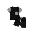 thumbnail image 1 of Coduop Baby Boys Summer Outfits Set Contrast Color Short Sleeve T-shirt and Elastic Shorts Set, 1 of 8