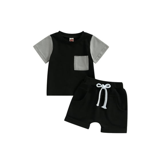Coduop Baby Boys Summer Outfits Set Contrast Color Short Sleeve T-shirt and Elastic Shorts Set