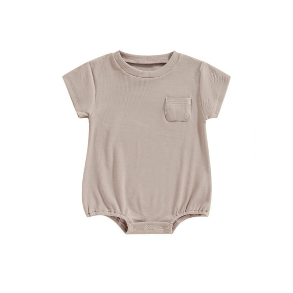 Coduop Baby Cotton Bodysuit Casual Solid Color Short Sleeve Jumpsuit Rompers for Newborn Infant