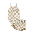 thumbnail image 1 of Coduop Baby Girls 2Pcs Outfit Set,Checkerboard Sleeveless Bodysuit and Shorts Two-piece Clothes Set, 1 of 9