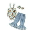 thumbnail image 1 of Coduop Baby Girls 3Pcs Outfit Set,Sleeveless Romper Tops and Long Jeans 3-piece Clothes Set, 1 of 7