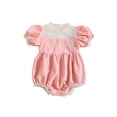 thumbnail image 1 of Coduop Baby Girls Bodysuit Jumpsuit,Short Sleeve Mesh Patchwork Flower Summer Rompers, 1 of 7