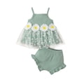thumbnail image 1 of Coduop Baby Girls Summer Outfit Set Sleeveless Daisy Cami Tops and Ruffle Shorts 2Pcs Set, 1 of 9