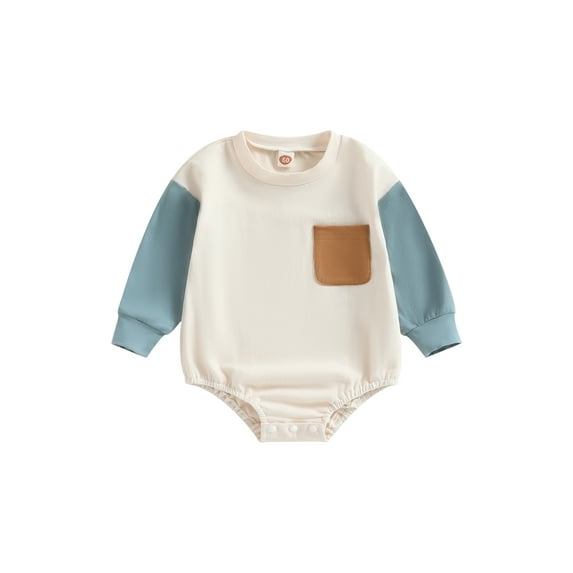 Coduop Baby Sweatshirts Rompers Contrast Color Long Sleeve Infant Boy Girls Jumpsuit Bodysuits