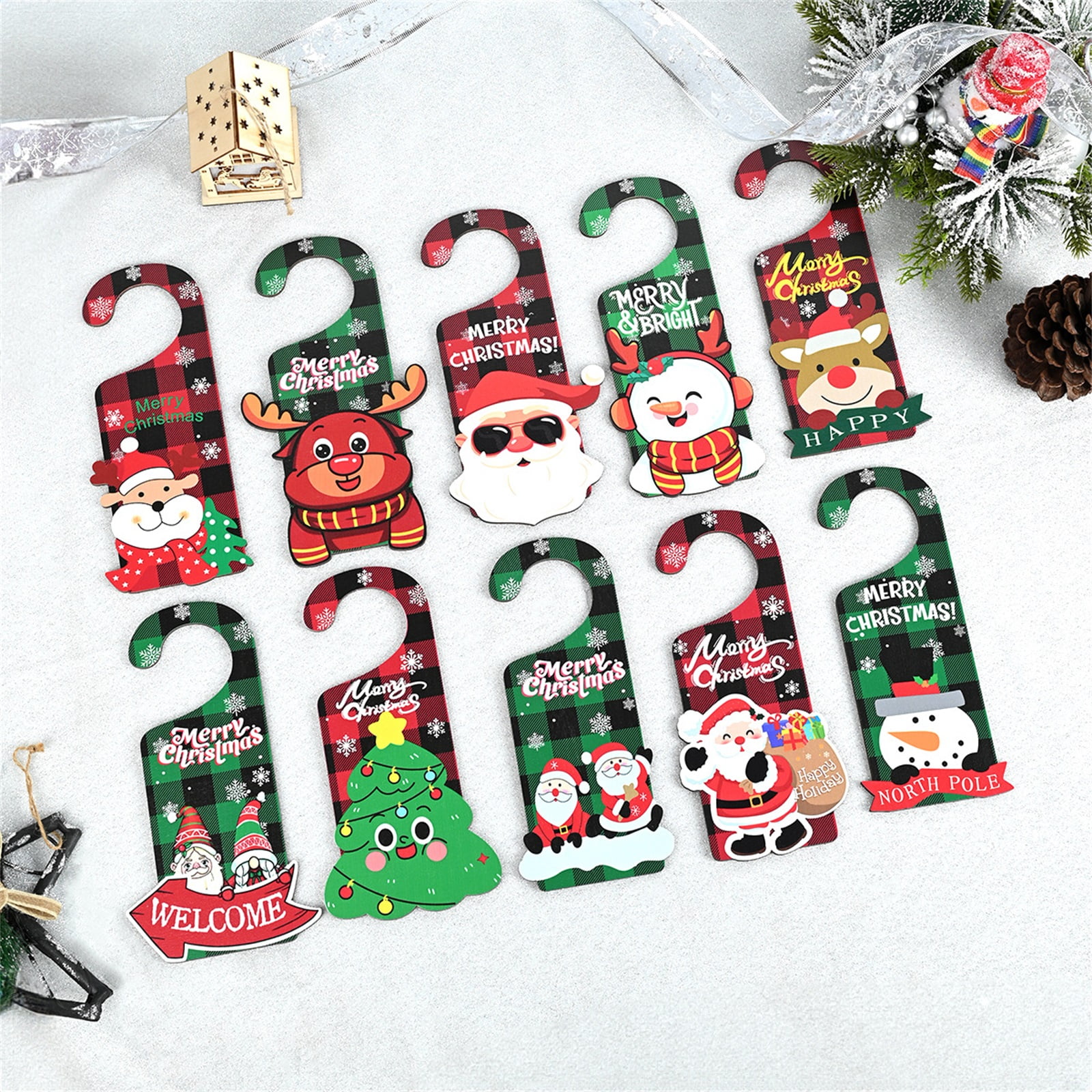 Coduop Christmas Doorknob Ornaments, Door Hanger Decorations Cute