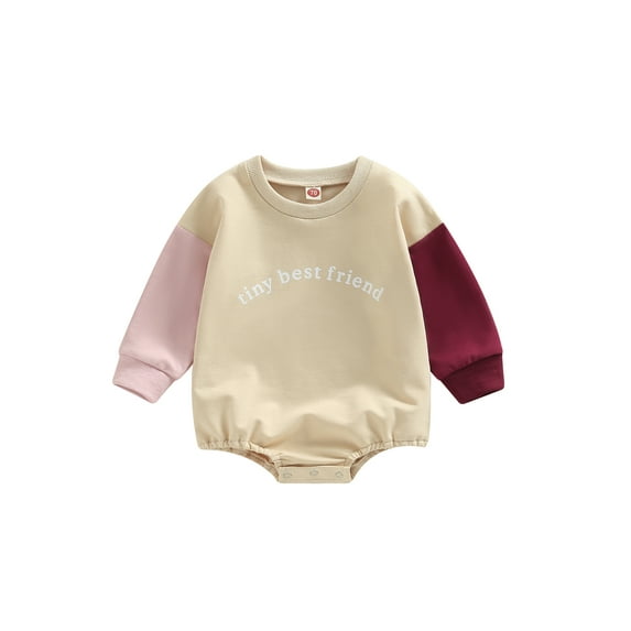 Coduop Infant Baby Boy Girl Color Block Sweatshirt Romper Long Sleeve Clothes 0-24 Months