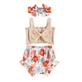 thumbnail image 1 of Coduop Infant Baby Girls Clothes Set Ribbed Bowknot Sling Tank Tops Floral Shorts 3Pcs Outfit Set, 1 of 8