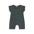 thumbnail image 1 of Coduop Infant Baby Short Sleeve Basic Bodysuit Jumpsuit Solid Color Button Newborn Playsuit, 1 of 8