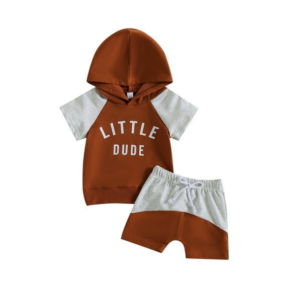 Coduop Infant Boys Summer Clothes Outfit Set,Hooded Short Sleeve Tops and Shorts 2Pcs Suit