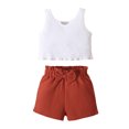 thumbnail image 1 of Coduop Kids Girls Summer Outfit Set Ribbed Sleeveless Tank Tops and Shorts 2Pcs Clothes Set, 1 of 8