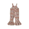 thumbnail image 1 of Coduop Kids Girls Suspender Bodysuit Floral Sleeveless Jumpsuit Flared Playsuit for Toddler, 1 of 9