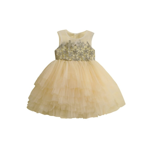 Coduop Kids Toddler Baby Girl Dress Floral Sleeveless Layered Tulle Casual Party Princess Dress