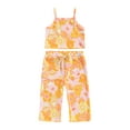 thumbnail image 1 of Coduop Kids Toddler Girl Summer Outfits Sleeveless Tanks Tops Strap Camis Floral Long Pants Set, 1 of 7