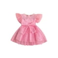 thumbnail image 1 of Coduop Kids Toddler Girls Princess Dress Mesh Fly Sleeve Tie Dye Bowknot A-lineTutu Dress, 1 of 9
