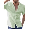 thumbnail image 1 of Coduop Men Short Sleeve Shirts Button Down Linen Shirt Summer Casual Tops M-3XL, 1 of 6