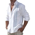thumbnail image 1 of Coduop Mens Long Sleeve Linen Shirt Tops Turn-Down Collar Single Breasted Casual Lapel Shirts, 1 of 10