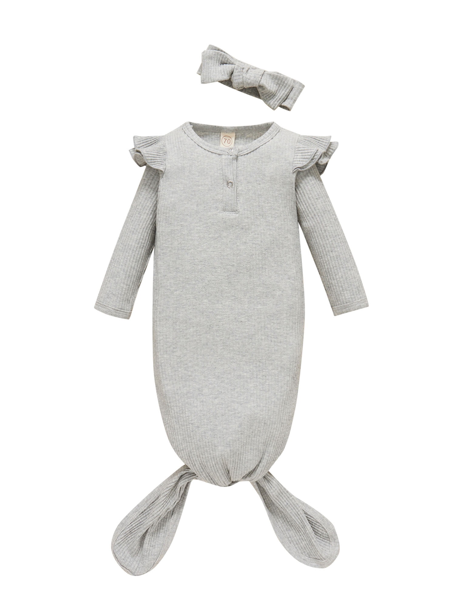 Coduop Newborn Baby Boy Girl Long Sleeve Knotted Gowns Sleeping Bag