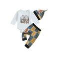 thumbnail image 1 of Coduop Newborn Baby Boys Pants Suit,Long Sleeve Romper and Long Pants Outfit Set,with Hat, 1 of 8