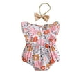 thumbnail image 1 of Coduop Newborn Baby Girls Short Sleeve Romper Set,Floral Bodysuit Jumpsuits,with Hairband, 1 of 9
