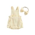 thumbnail image 1 of Coduop Newborn Baby Girls Sleeveless Romper Set,Cotton Bodysuit Jumpsuits,with Hairband, 1 of 8