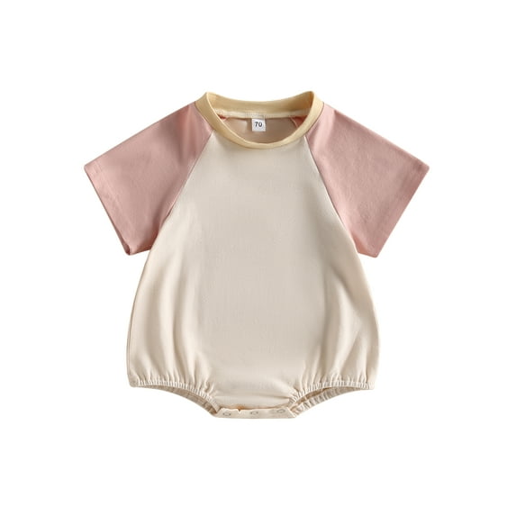 Coduop Newborn Baby Girls Summer Jumpsuit Casual Raglan Short Sleeve One Piece Bodysuit Romper