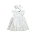 thumbnail image 1 of Coduop Ruffle Sleeve Romper Tutu for Baby Girl Bodysuit Tutu Dress with Headband, 1 of 7
