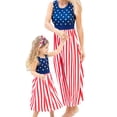 thumbnail image 1 of Coduop Summer Cute Mommy and Me Boho Striped Independence Day Maxi Dresses, 1 of 6