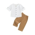 thumbnail image 1 of Coduop Toddler Baby Boy Outfits Set Roll Up Short Sleeve Button Down Shirt and Pants Set Clothes, 1 of 9